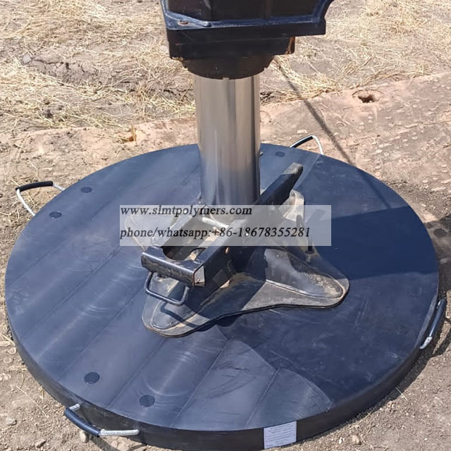 Composite UHMWPE Black Round Pads Outrigger Pads 60Thk