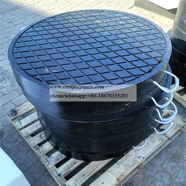 Composite UHMWPE Black Round Pads Outrigger Pads 60Thk