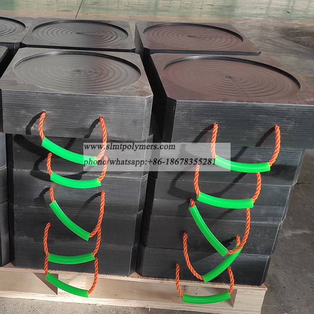 Black 800*800*60mm Outrigger Cranes Leg Pad with Big Load Bearing Support Uhmwpe Plastic Crane Pads