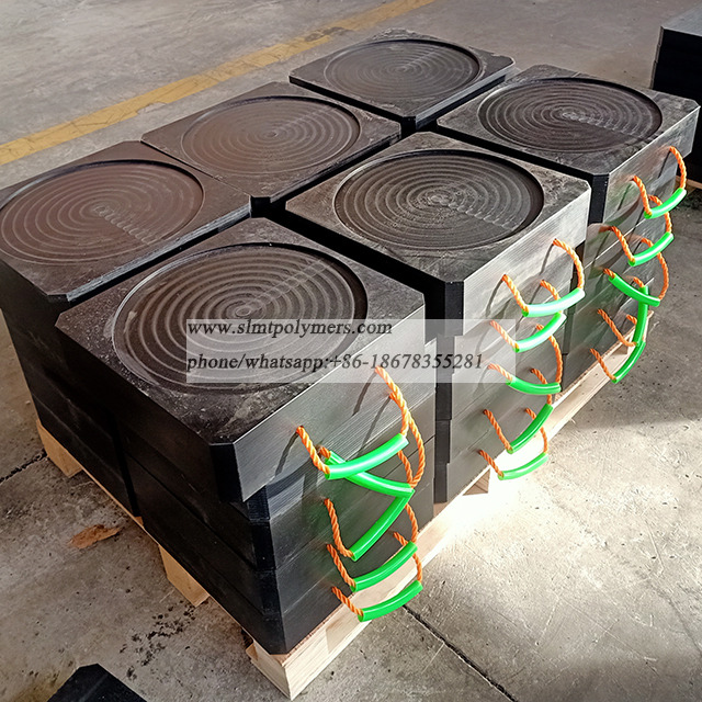 Black 800*800*60mm Outrigger Cranes Leg Pad with Big Load Bearing Support Uhmwpe Plastic Crane Pads
