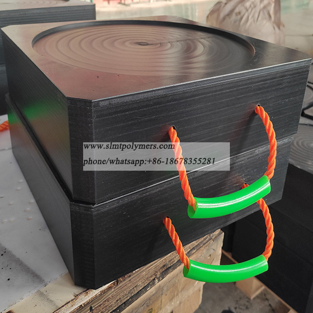 Black 800*800*60mm Outrigger Cranes Leg Pad with Big Load Bearing Support Uhmwpe Plastic Crane Pads