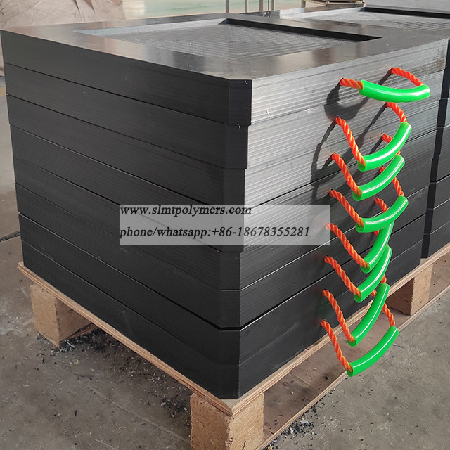 Black 800*800*60mm Outrigger Cranes Leg Pad with Big Load Bearing Support Uhmwpe Plastic Crane Pads