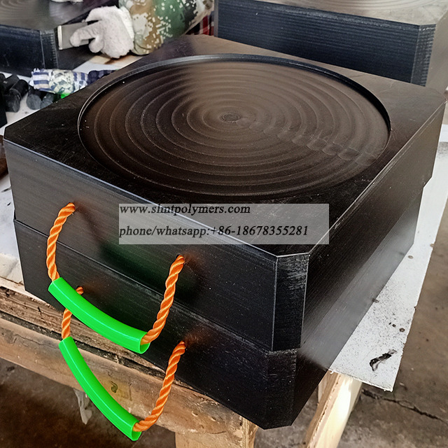 Black 800*800*60mm Outrigger Cranes Leg Pad with Big Load Bearing Support Uhmwpe Plastic Crane Pads